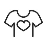 donazione carità volontariato sociale tshirt cuore stampato icona stile linea vettore
