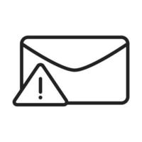 sicurezza informatica e informazioni o protezione della rete e-mail di avviso icona di stile della linea di spam vettore