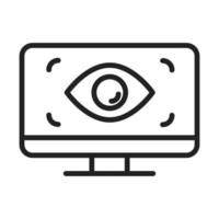 sicurezza informatica e protezione delle informazioni o della rete icona dello stile della linea di sorveglianza del computer vettore