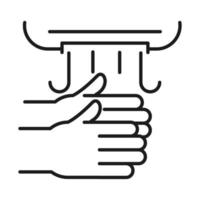 mani sotto il disegno vettoriale dell'icona di stile della linea dell'asciugatrice