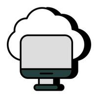 icona di download premium del computer cloud vettore