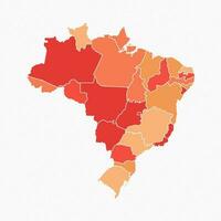 colorato brasile diviso carta geografica illustrazione vettore