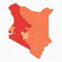 colorato Kenia diviso carta geografica illustrazione vettore