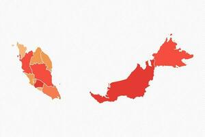 colorato Malaysia diviso carta geografica illustrazione vettore