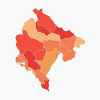 colorato montenegro diviso carta geografica illustrazione vettore