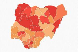 colorato Nigeria diviso carta geografica illustrazione vettore