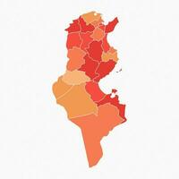 colorato tunisia diviso carta geografica illustrazione vettore