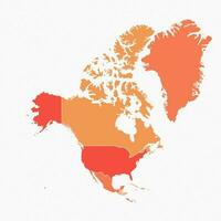 colorato nord America diviso carta geografica illustrazione vettore