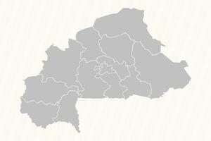 dettagliato carta geografica di burkina faso con stati e città vettore