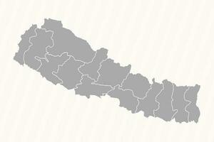 dettagliato carta geografica di Nepal con stati e città vettore