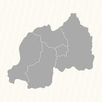 dettagliato carta geografica di Ruanda con stati e città vettore