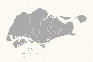 dettagliato carta geografica di Singapore con stati e città vettore
