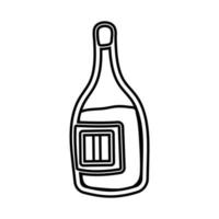 icona di stile della linea di bottiglia di vino vettore