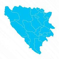 piatto design carta geografica di bosnia e erzegovina con dettagli vettore