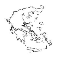 mano disegnato foderato Grecia semplice carta geografica disegno vettore