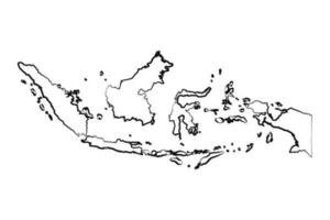 mano disegnato foderato Indonesia semplice carta geografica disegno vettore