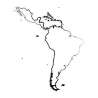 mano disegnato foderato latino America semplice carta geografica disegno vettore