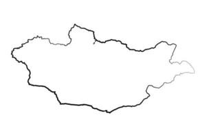 mano disegnato foderato Mongolia semplice carta geografica disegno vettore