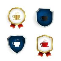 astratto caffè tazza distintivo e etichetta collezione vettore