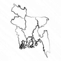 mano disegnato bangladesh carta geografica illustrazione vettore