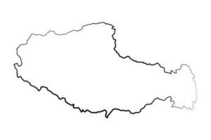 mano disegnato foderato Tibet semplice carta geografica disegno vettore