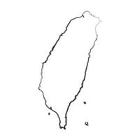 mano disegnato foderato Taiwan semplice carta geografica disegno vettore