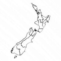 mano disegnato nuovo Zelanda carta geografica illustrazione vettore