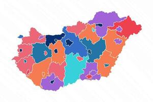 multicolore carta geografica di Ungheria con province vettore