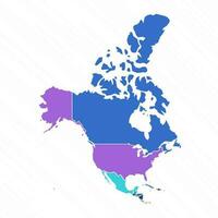 multicolore carta geografica di nord America senza Groenlandia vettore
