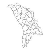 schema schizzo carta geografica di moldova con stati e città vettore