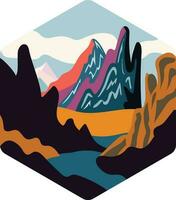un' montagna Visualizza paesaggio piatto illustrazione vettore