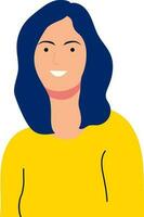 contento donna con un' giallo t-shirt.sorridente ragazza.signora ritratto vettore illustrazione