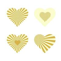 impostato oro caramella cuori turbine raggi su bianca background.love concetto. contento san valentino giorno, donne giorno vacanza, incontri invito, nozze o matrimonio saluto carta design. vettore romantico