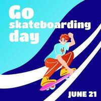 partire andare con lo skateboard giorno. manifesto design illustrazione. vettore illustrazione. piatto stile.