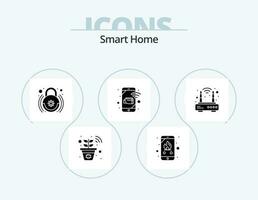 inteligente casa glifo icona imballare 5 icona design. router. sicurezza. casa. disco. mobile vettore