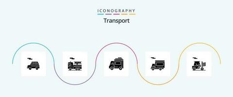 trasporto glifo 5 icona imballare Compreso trasporto. carrello elevatore. macchina. veicolo. camion vettore
