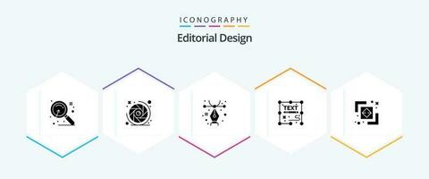 editoriale design 25 glifo icona imballare Compreso dividere. scrivere. design. pagina. creativo vettore