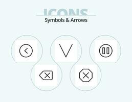 simboli e frecce linea icona imballare 5 icona design. . fuori uso. giocare vettore