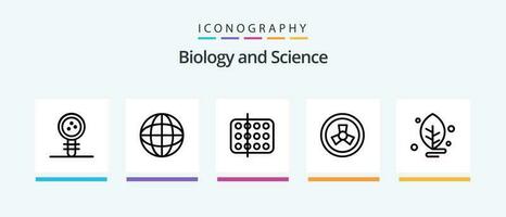 biologia linea 5 icona imballare Compreso laboratorio. cellula. biologia. biologia. campione. creativo icone design vettore