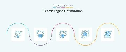 SEO blu 5 icona imballare Compreso In tutto il mondo. dominio registrazione. creativo idea. dominio. impostazioni vettore