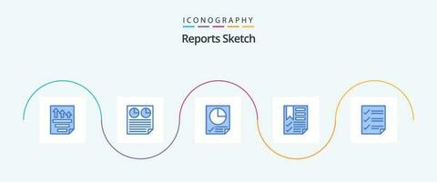 rapporti schizzo blu 5 icona imballare Compreso pagina. dati. torta. segnalibro. pagina vettore