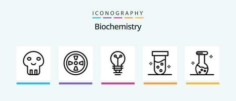 biochimica linea 5 icona imballare Compreso biologia. analisi. piatto. chimica. biologia. creativo icone design vettore