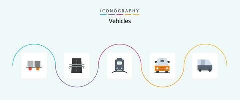 veicoli piatto 5 icona imballare Compreso consegna furgone. macchina. griglia. viaggio. treno vettore