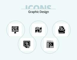 grafico design glifo icona imballare 5 icona design. giornale . attrezzo. copia . rullo . design vettore