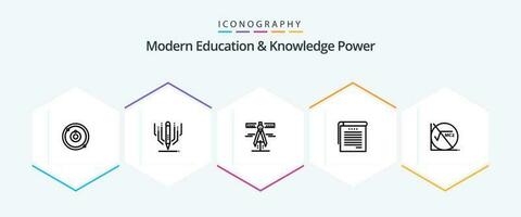 moderno formazione scolastica e conoscenza energia 25 linea icona imballare Compreso matematica . libri . formazione scolastica. Appunti. misurare vettore