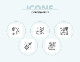 coronavirus linea icona imballare 5 icona design. bloccato. cura. In tutto il mondo. tavoletta. medicina vettore