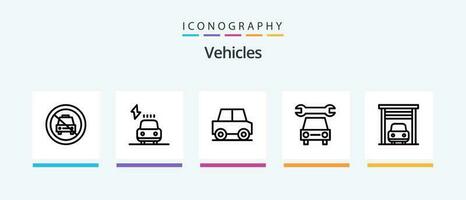 veicoli linea 5 icona imballare Compreso furgone. macchina. ferrovia. elettrico. macchina. creativo icone design vettore