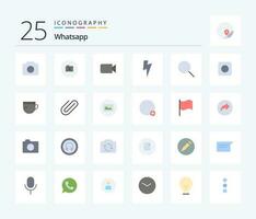 WhatsApp 25 piatto colore icona imballare Compreso di base. tè. ricerca. tazza. del browser vettore