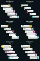 vettore 6 infografica imballare presentazione diapositiva modello 5 passaggi ciclo diagrammi e linea del tempo