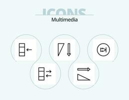 multimedia linea icona imballare 5 icona design. . completare. indietro. dai un'occhiata. dati vettore